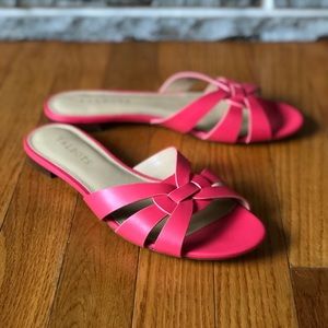 Talbots hot pink mule sandals size 8 leather woven